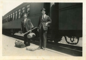 Image of men by Boston to Sydney train